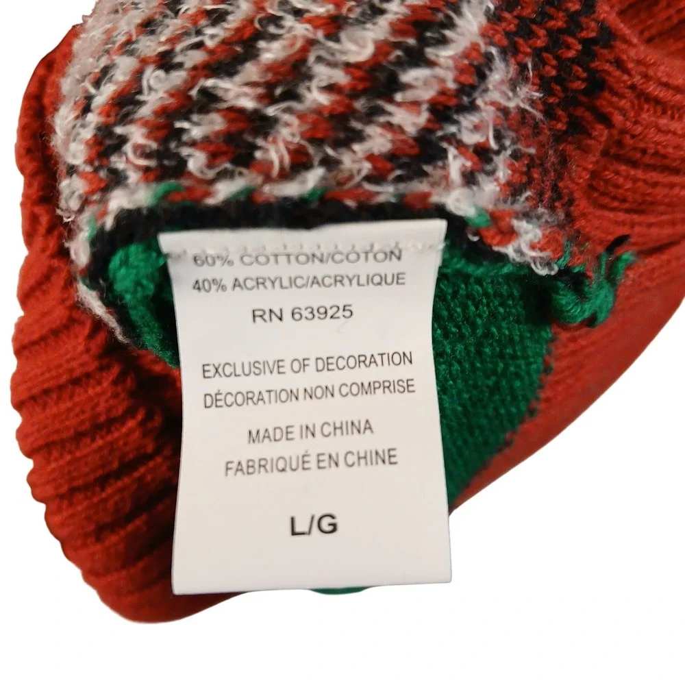 Ugly Christmas Sweater Mens Large Santa Beer Drink Christmas Holiday‎ Knit